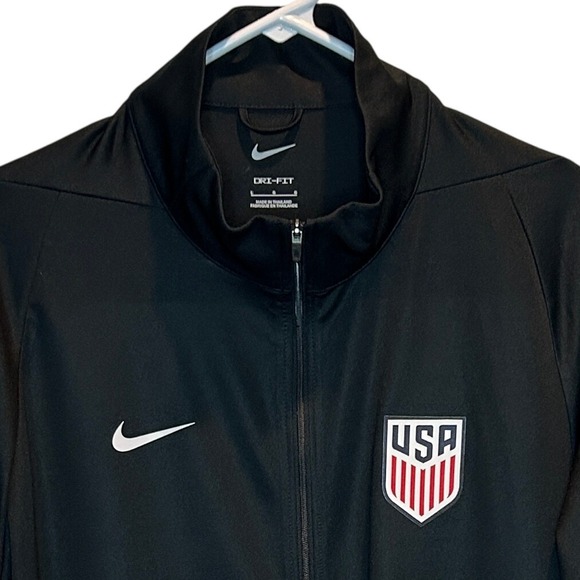 Nike USA Soccer Track Jacket Dri-FIT Full Zip Warm Up Black Men's L Swoosh Logo - Picture 1 of 5